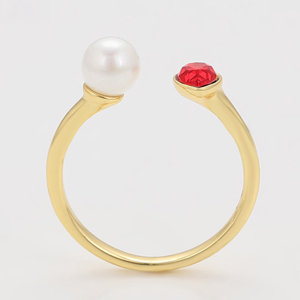 Ring aus goldplattierterr Legierung mit Glasperle und rotem Emporia®-Kristall 3 