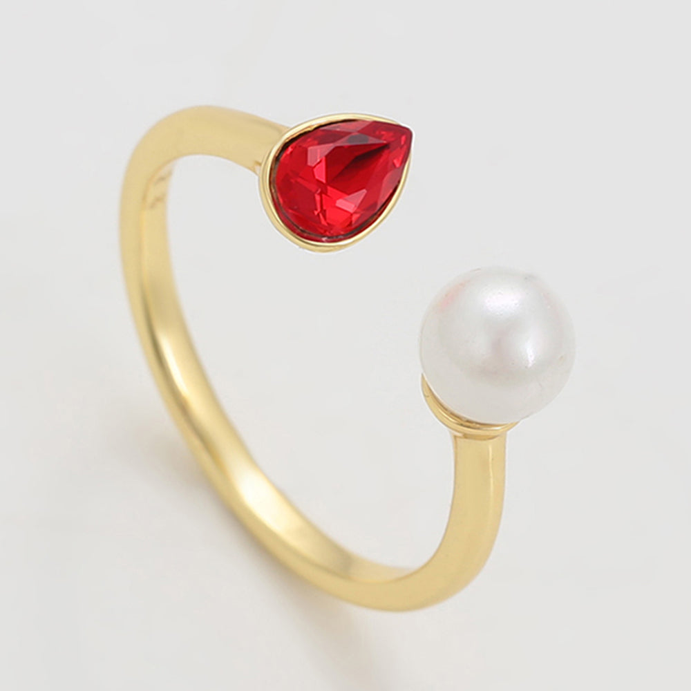 Ring aus goldplattierterr Legierung mit Glasperle und rotem Emporia®-Kristall 4 