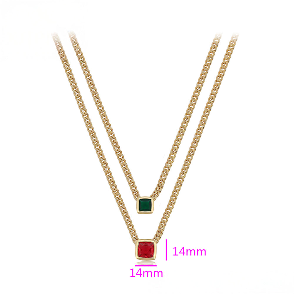 Halskette aus goldplattierter Legierung mit rotem Emporia®-Kristall und grünem Emporia® Kristall