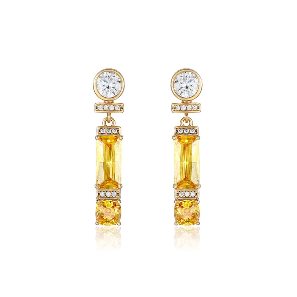 Ohrringe aus goldplattierter Legierung mit gelbem Emporia®-Kristall und weißem Emporia® Kristall 2 
