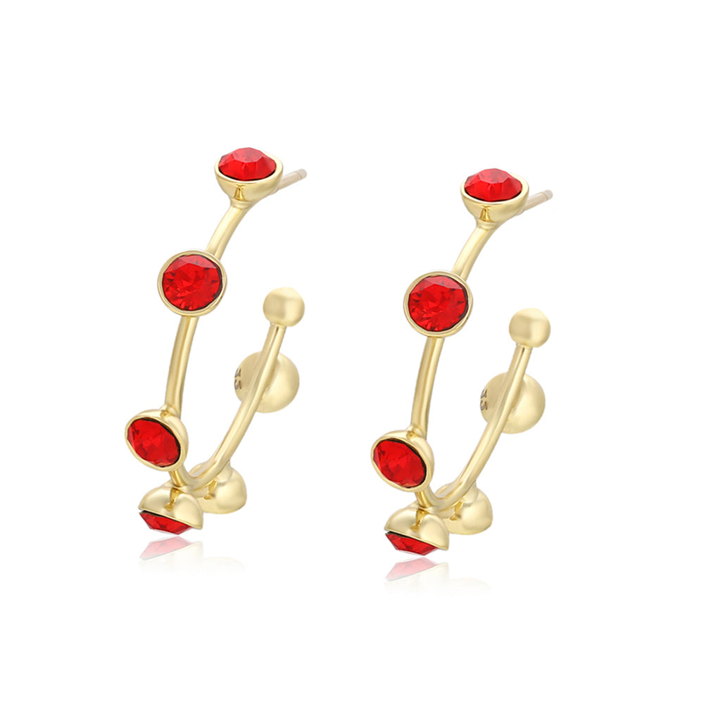 Ohrringe aus goldplattierter Legierung mit rotem Emporia®-Kristall 1 