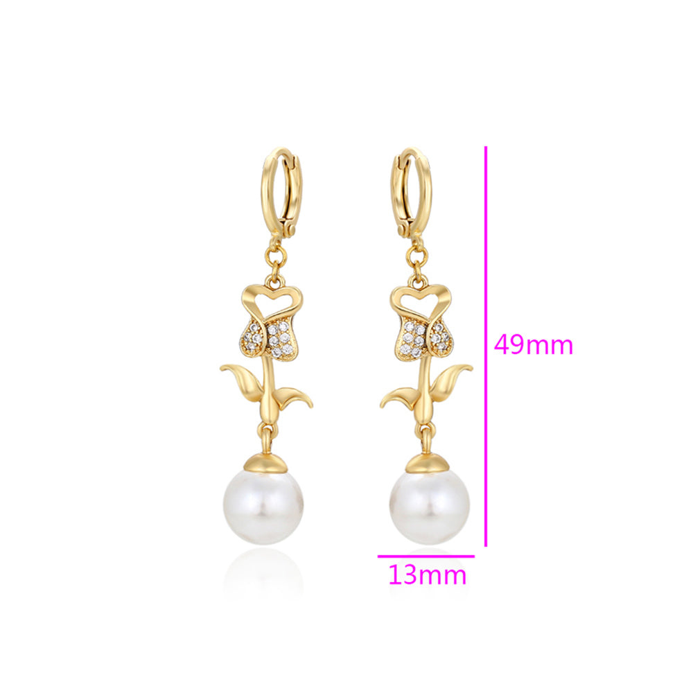 Ohrringe aus goldplattierter Legierung mit Glasperle und weißem Emporia® Kristall 2 