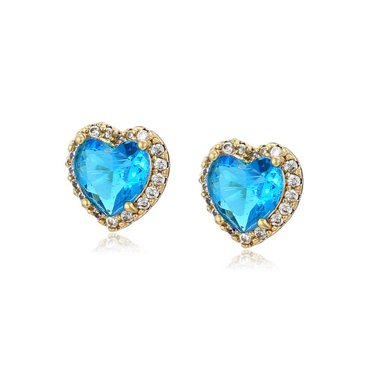 Ohrringe aus goldplattierter Legierung mit blauem Emporia®-Kristall