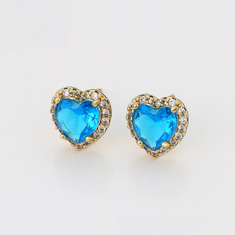 Ohrringe aus goldplattierter Legierung mit blauem Emporia®-Kristall