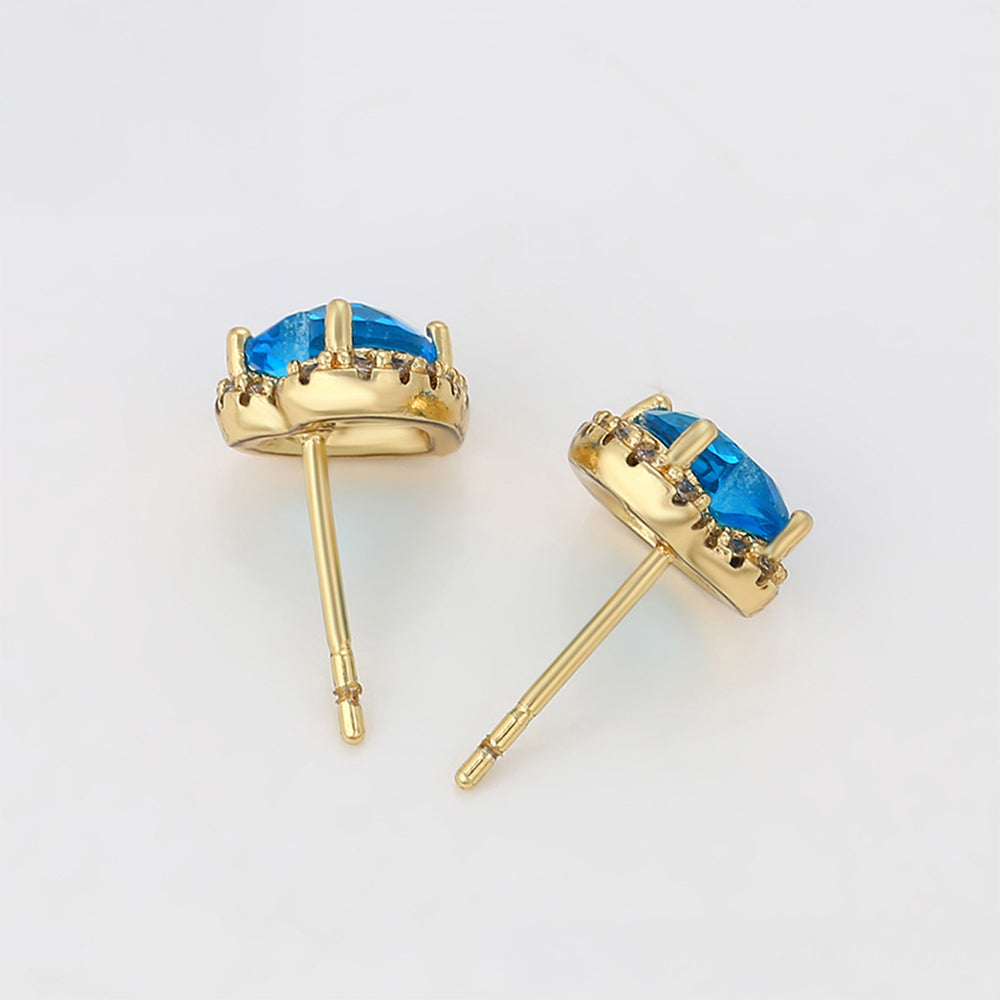 Ohrringe aus goldplattierter Legierung mit blauem Emporia®-Kristall