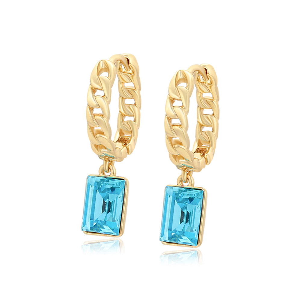 Ohrringe aus goldplattierter Legierung mit blauem Emporia®-Kristall 1 