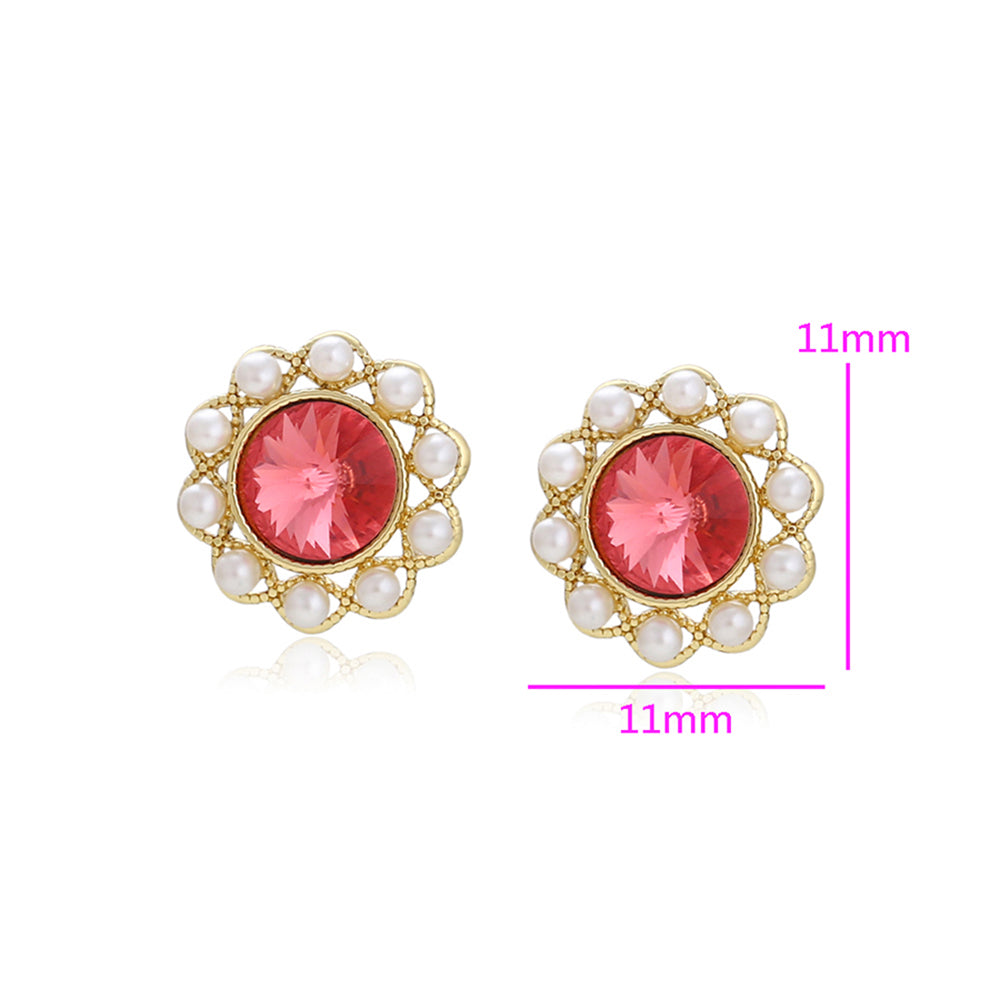 Ohrringe aus goldplattierter Legierung mit rotem Emporia®-Kristall und Glasperle 2 