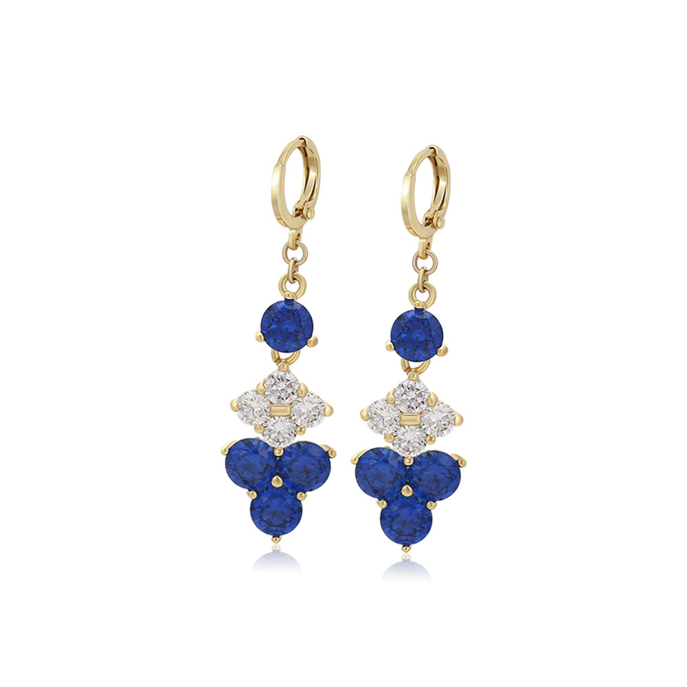 Ohrringe aus goldplattierter Legierung mit blauem Emporia®-Kristall und weißem Emporia® Kristall 1 