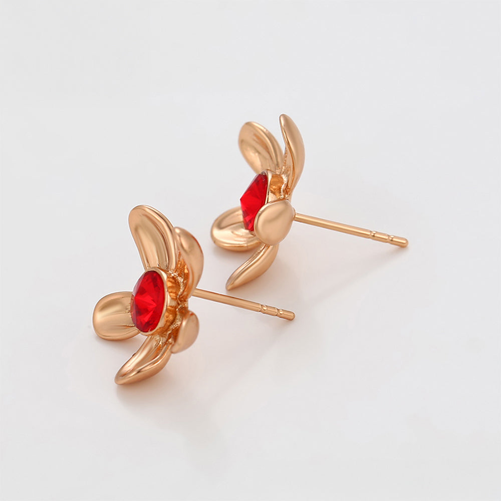 Ohrringe aus goldplattierter Legierung mit rotem Emporia®-Kristall 3 