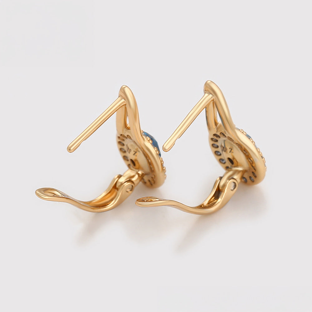 Ohrringe aus goldplattierter Legierung mit blauem Emporia®-Kristall und weißem Emporia® Kristall 7 