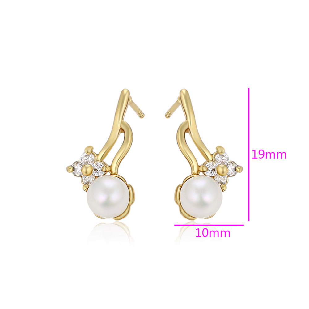 Ohrringe aus goldplattierter Legierung mit Glasperle und weißem Emporia® Kristall 2 