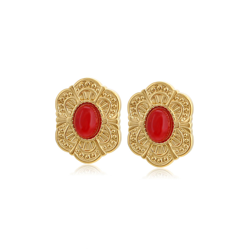Ohrringe aus goldplattierter Legierung mit rotem Emporia®-Kristall 1 