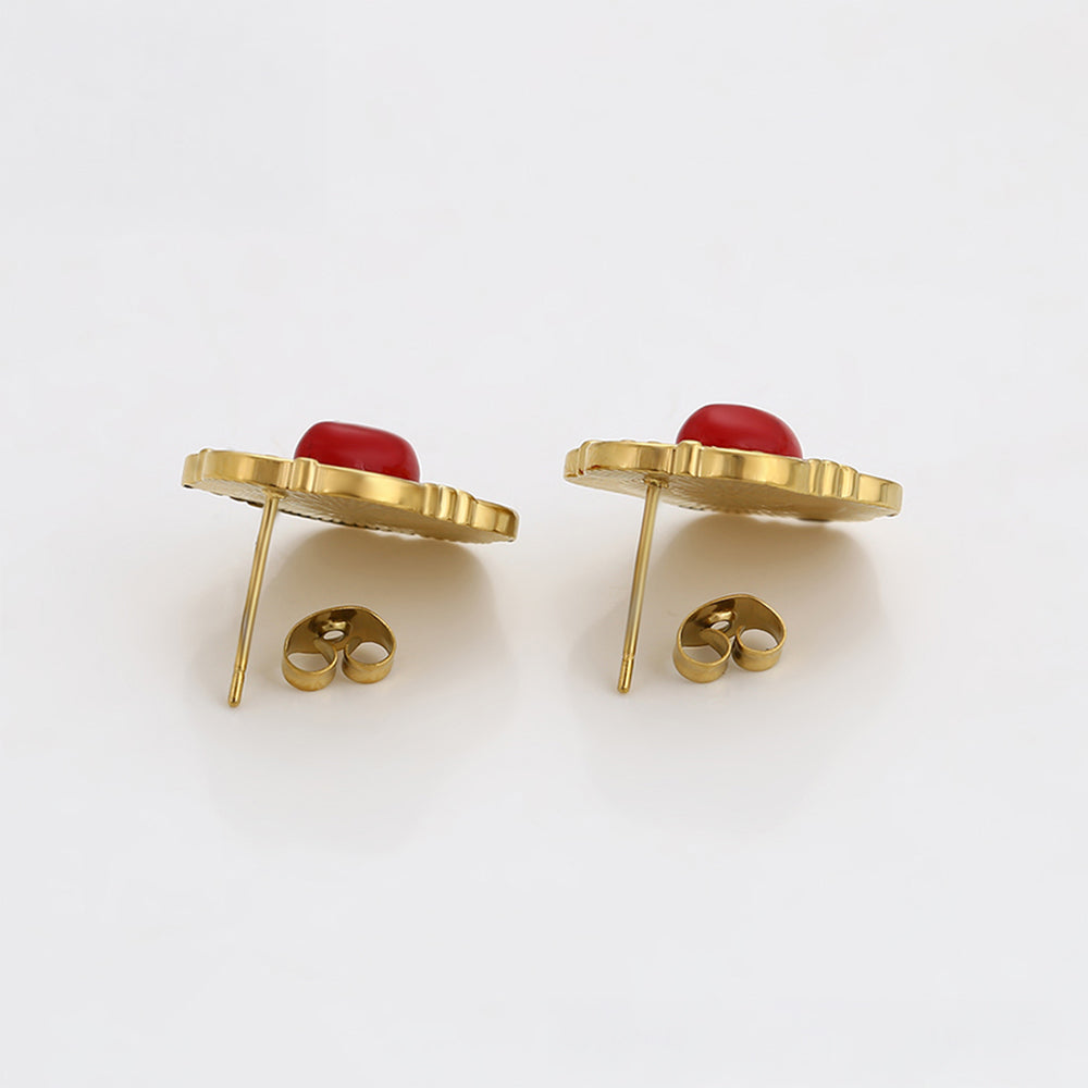 Ohrringe aus goldplattierter Legierung mit rotem Emporia®-Kristall 6 