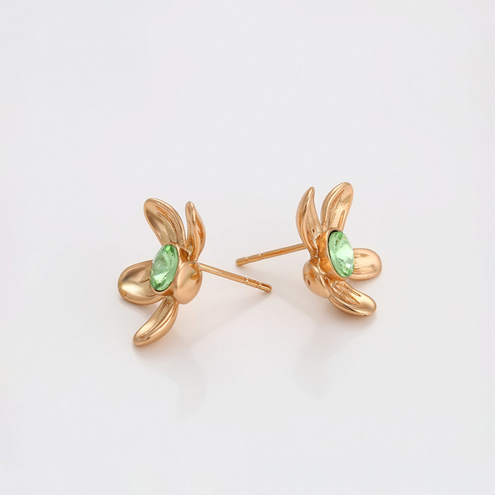 Ohrringe aus goldplattierter Legierung mit blauem Emporia®-Kristall 5 