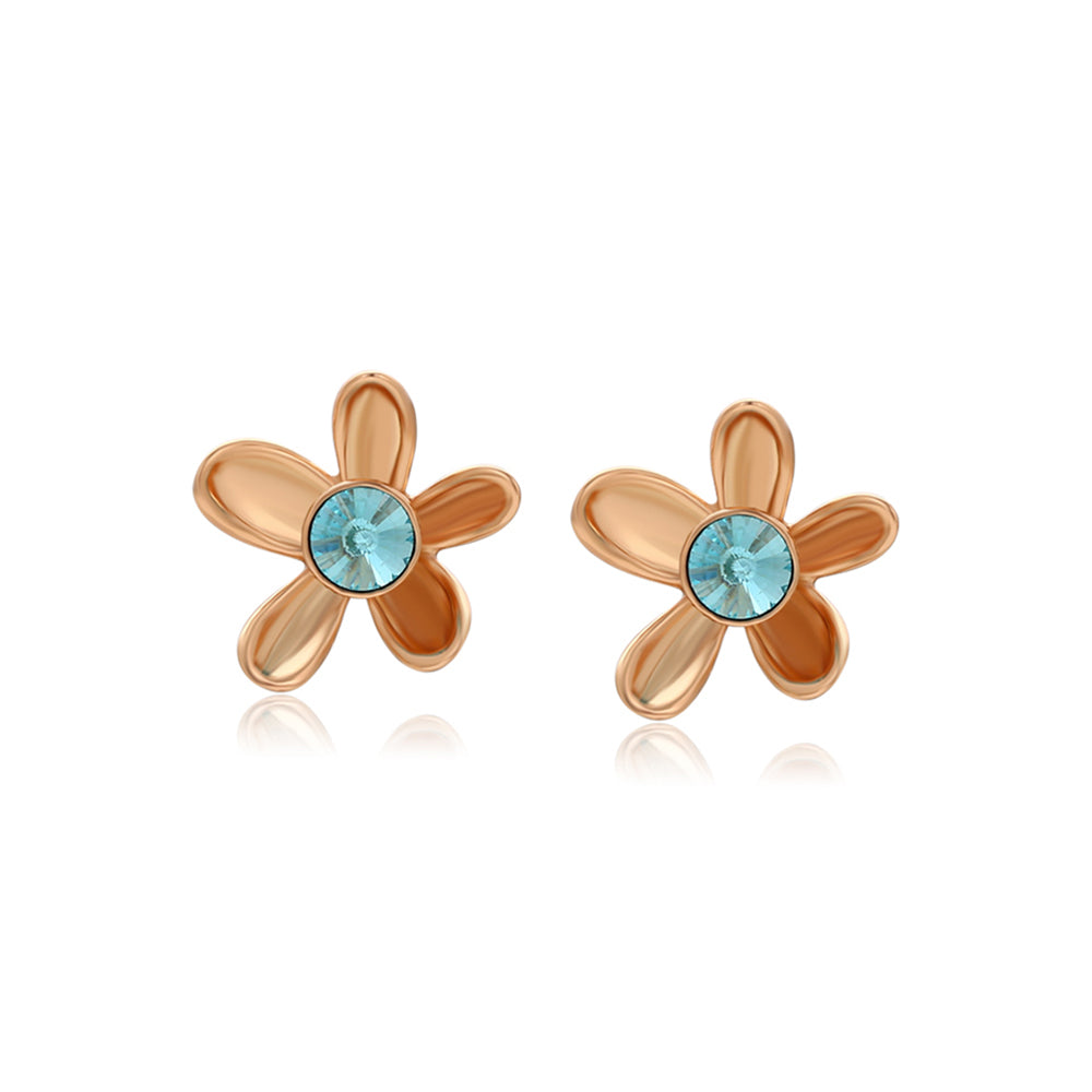 Ohrringe aus goldplattierter Legierung mit blauem Emporia®-Kristall 1 