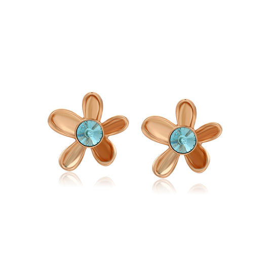 Ohrringe aus goldplattierter Legierung mit blauem Emporia®-Kristall