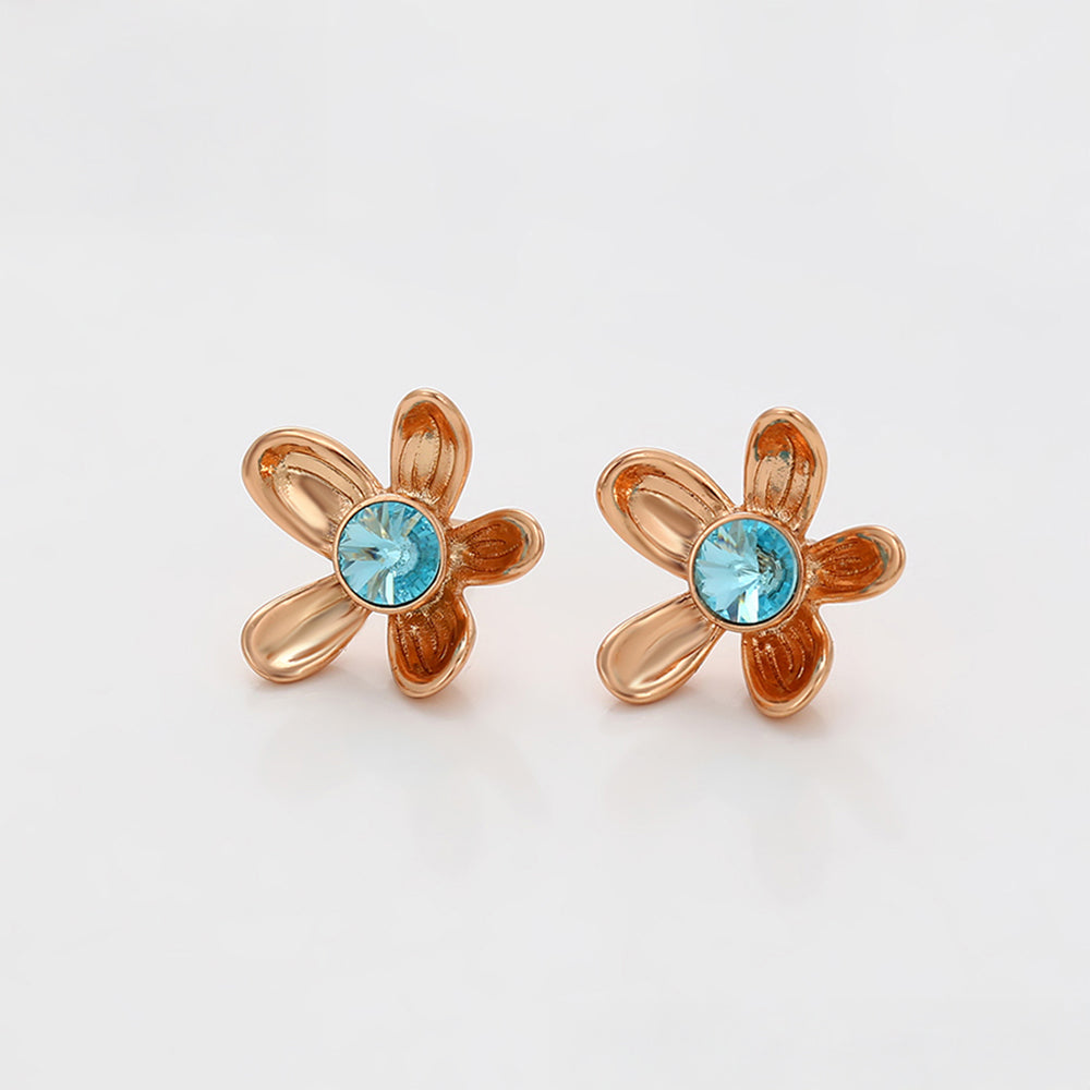 Ohrringe aus goldplattierter Legierung mit blauem Emporia®-Kristall