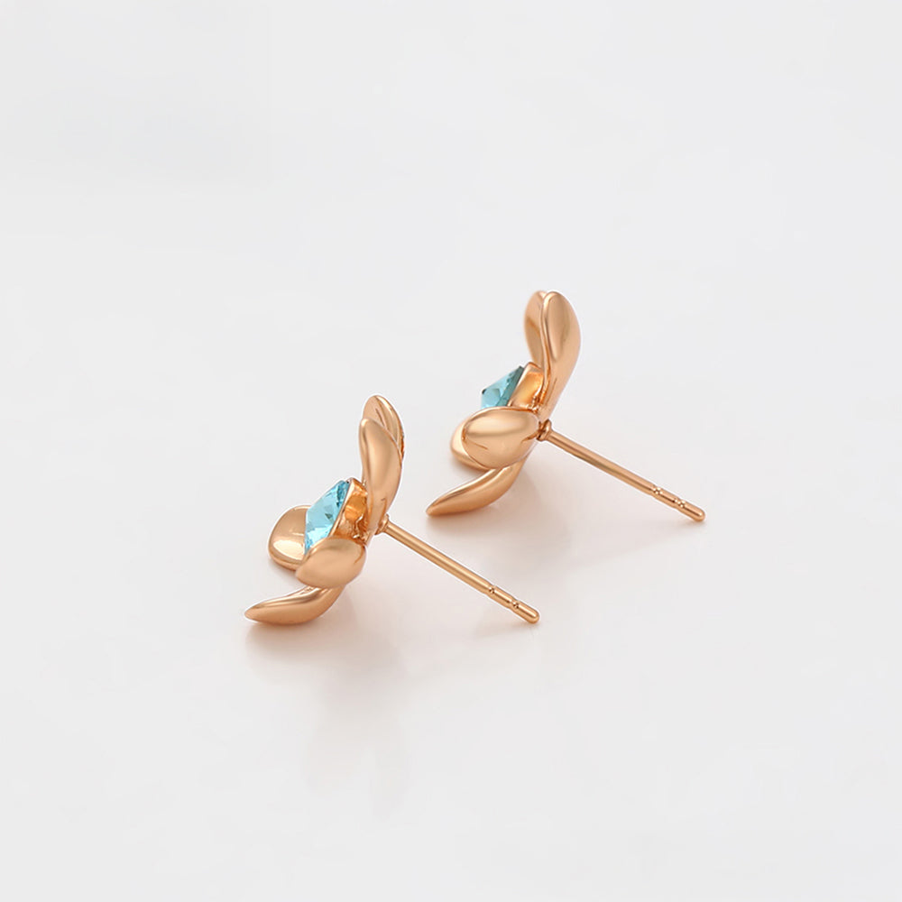 Ohrringe aus goldplattierter Legierung mit blauem Emporia®-Kristall