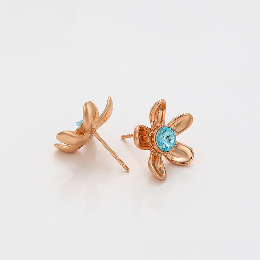 Ohrringe aus goldplattierter Legierung mit blauem Emporia®-Kristall 5 