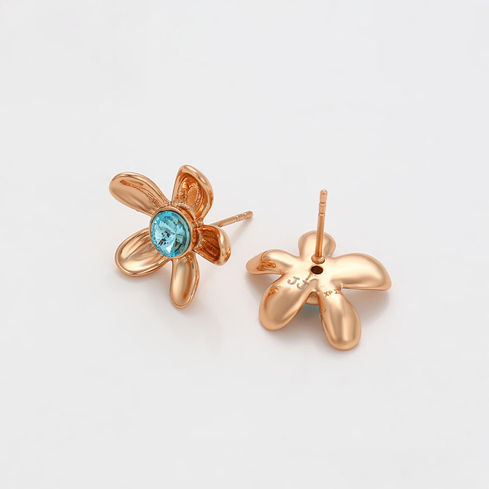 Ohrringe aus goldplattierter Legierung mit blauem Emporia®-Kristall
