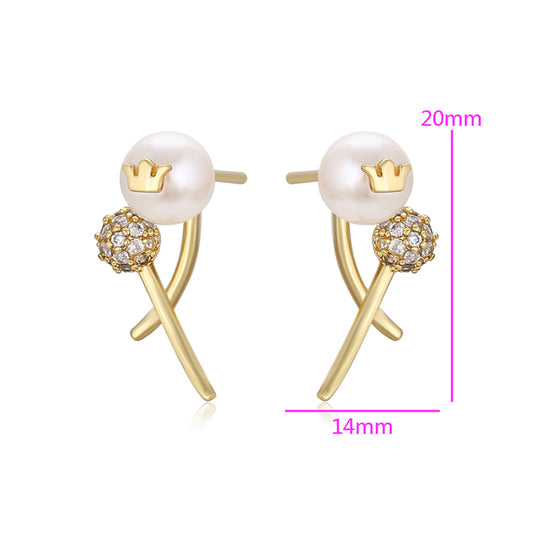 Ohrringe aus goldplattierter Legierung mit Glasperle und weißem Emporia® Kristall