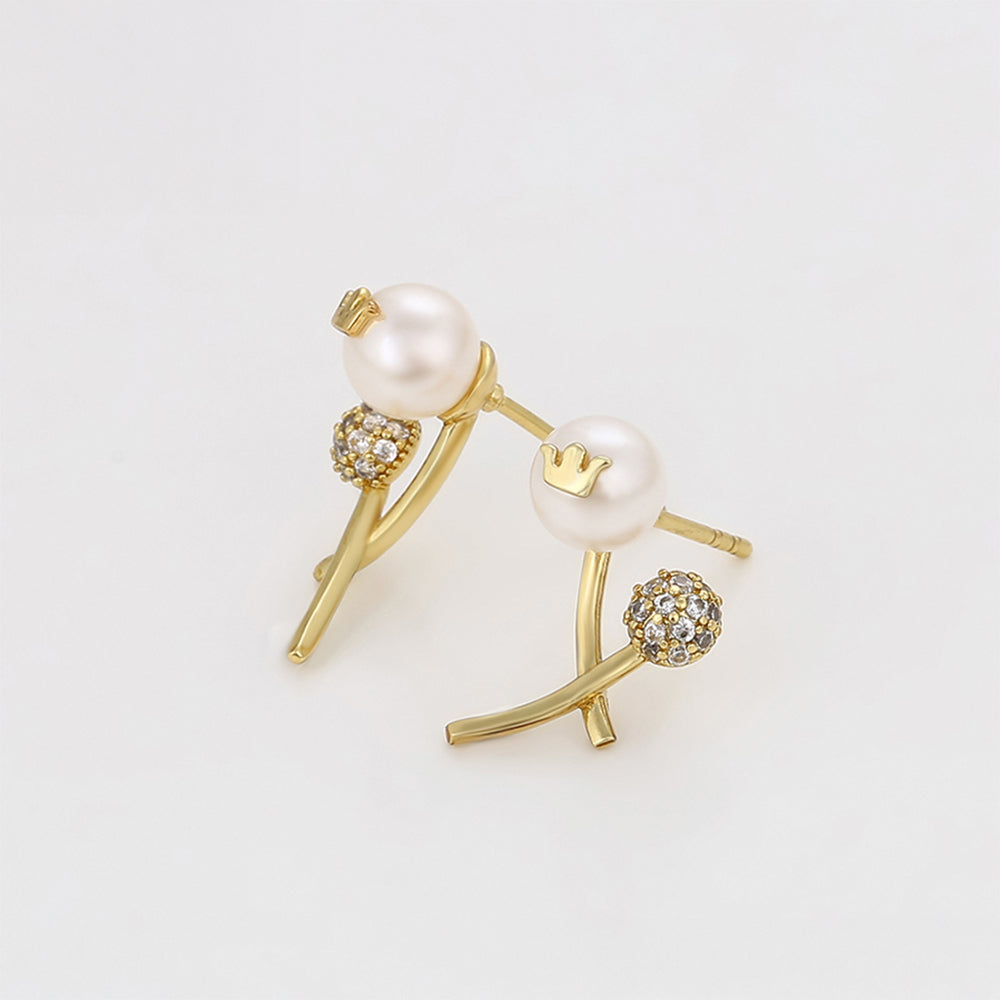 Ohrringe aus goldplattierter Legierung mit Glasperle und weißem Emporia® Kristall 3 