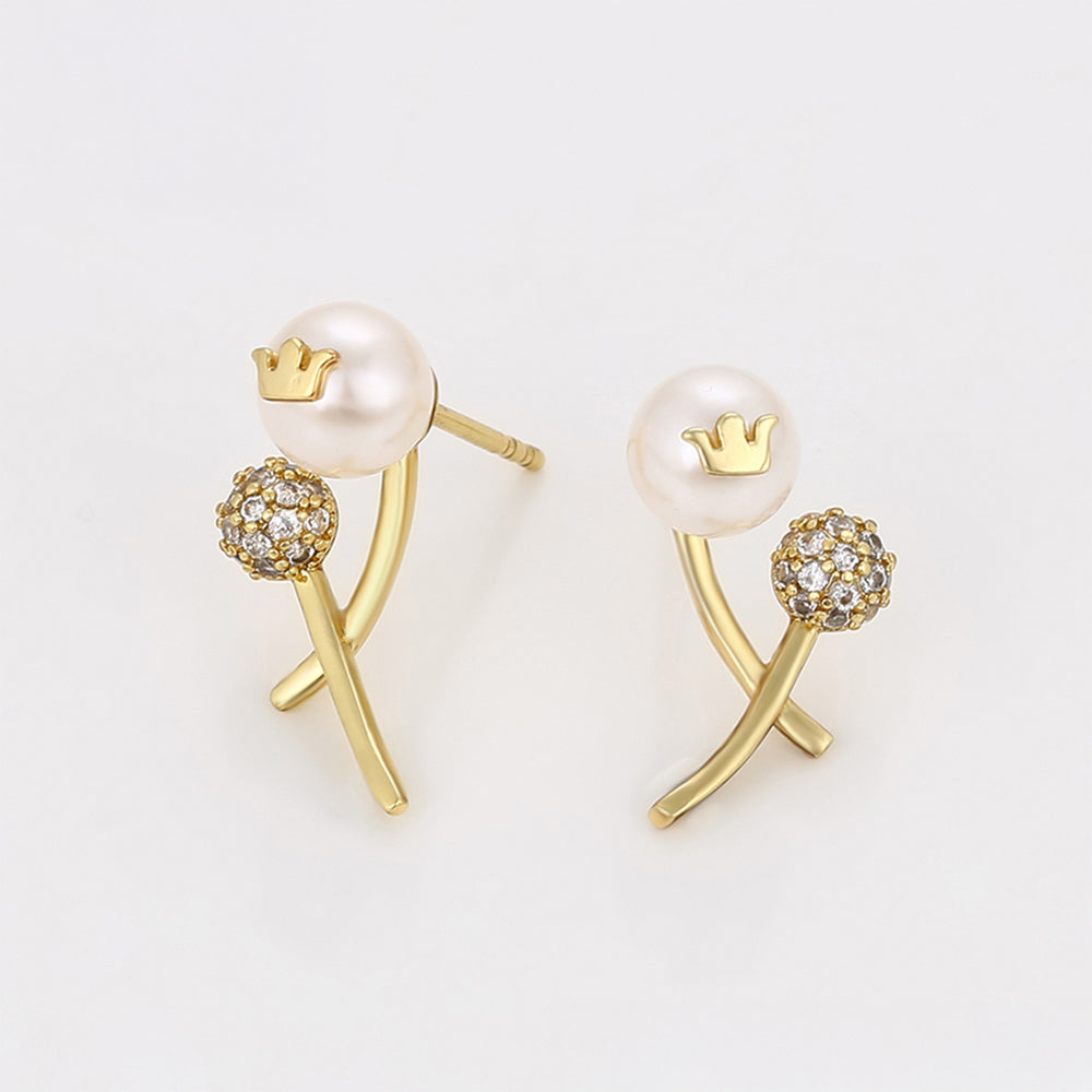 Ohrringe aus goldplattierter Legierung mit Glasperle und weißem Emporia® Kristall 4 