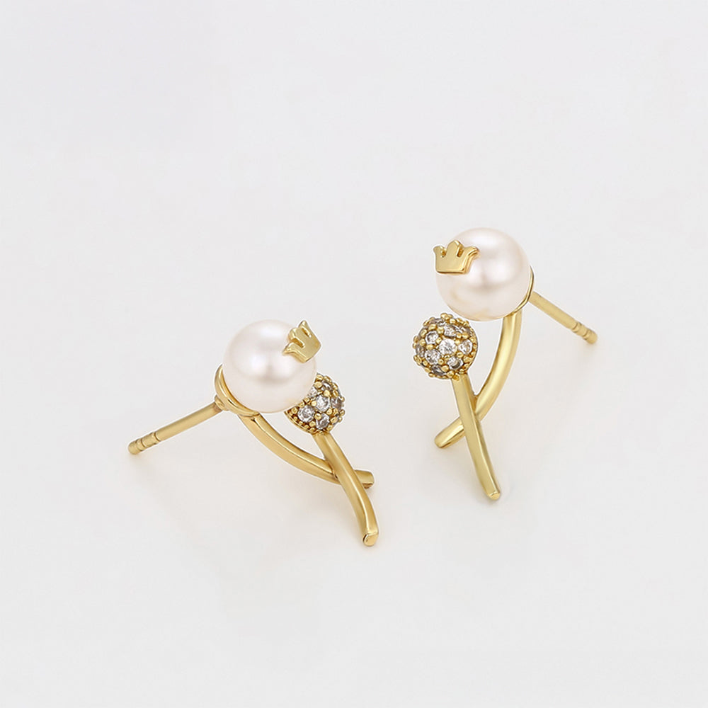 Ohrringe aus goldplattierter Legierung mit Glasperle und weißem Emporia® Kristall 6 
