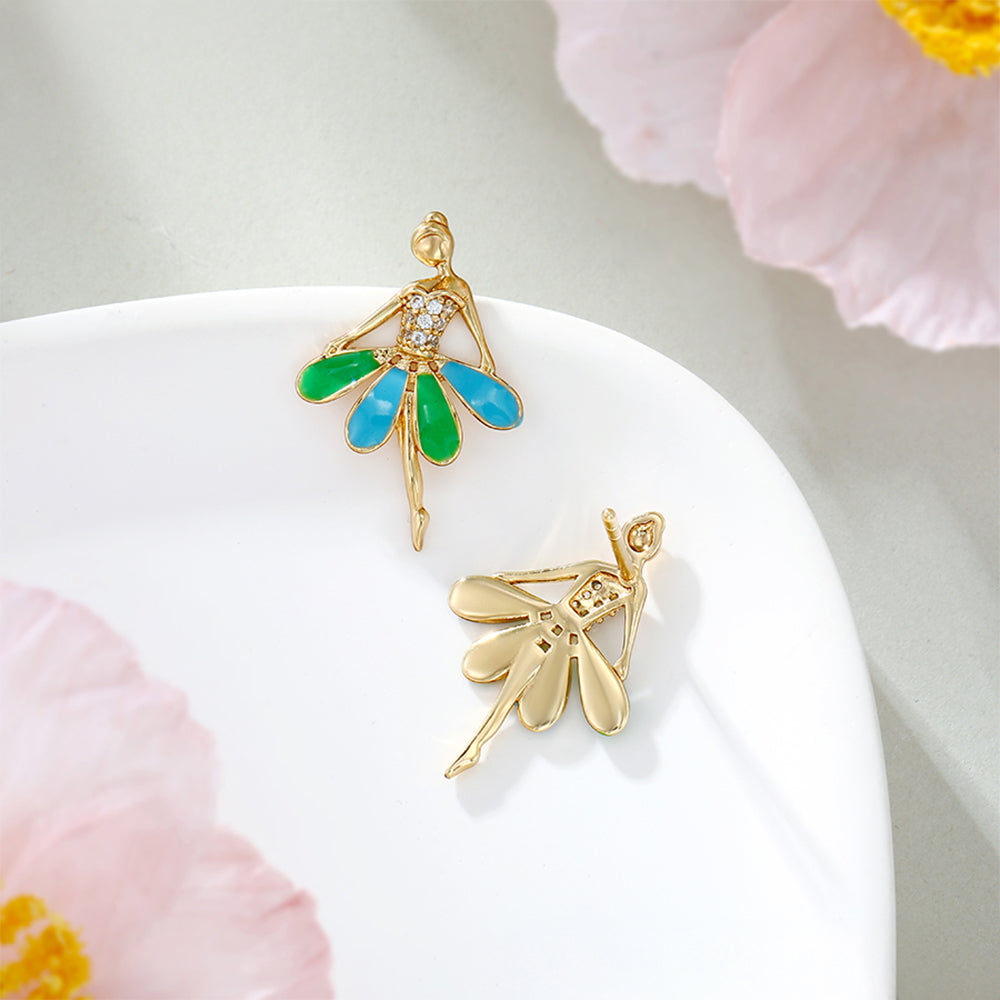 Ohrringe aus goldplattierter Legierung mit Emaille und weißem Emporia® Kristall 5 
