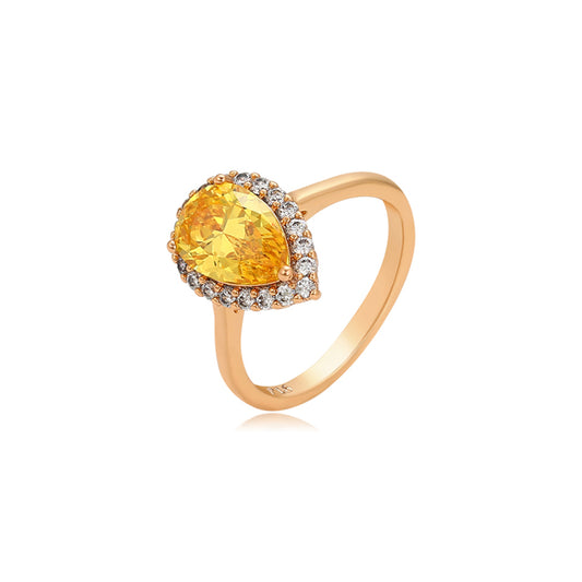 Ring aus goldplattierterr Legierung mit gelbem Emporia®-Kristall und weißem Emporia® Kristall