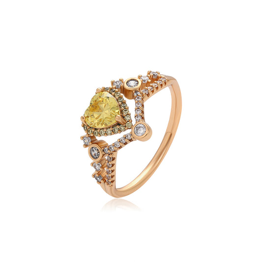 Ring aus goldplattierterr Legierung mit gelbem Emporia®-Kristall und weißem Emporia® Kristall