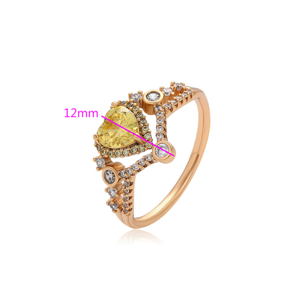 Ring aus goldplattierterr Legierung mit gelbem Emporia®-Kristall und weißem Emporia® Kristall 2 