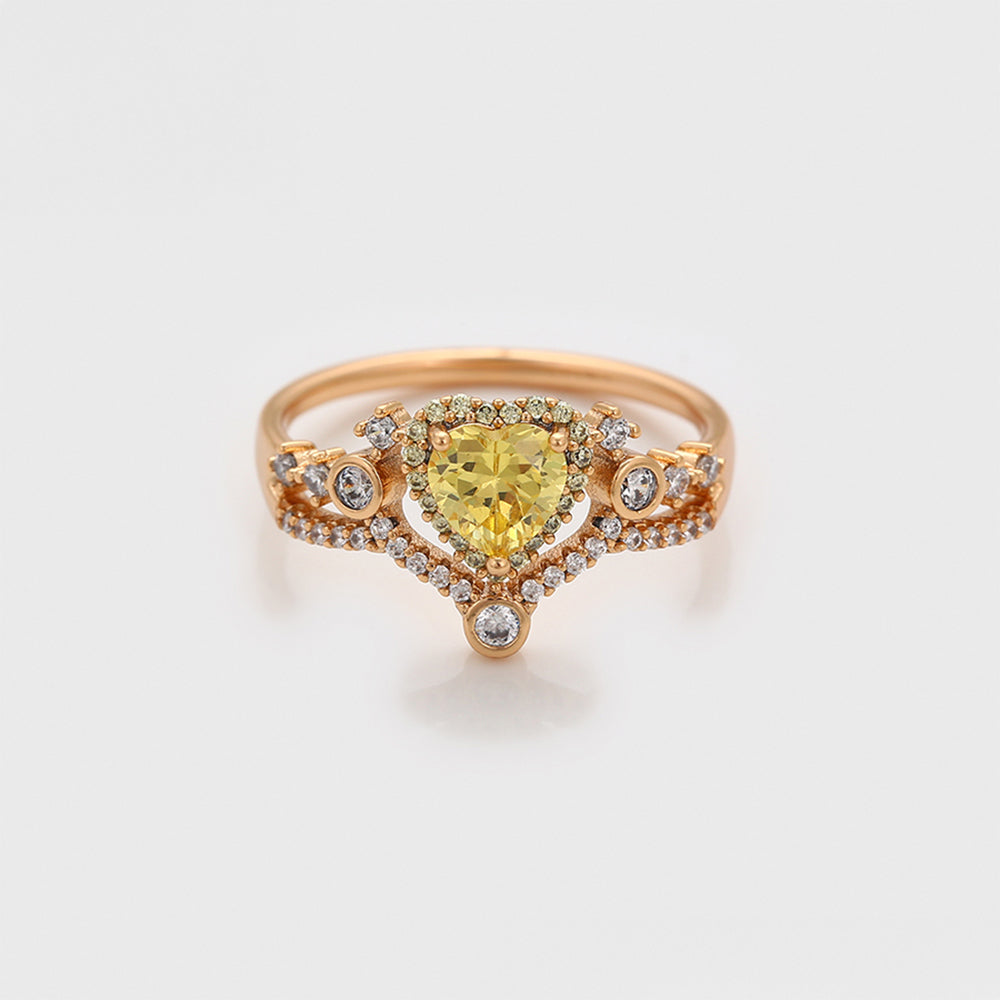 Ring aus goldplattierterr Legierung mit gelbem Emporia®-Kristall und weißem Emporia® Kristall 7 