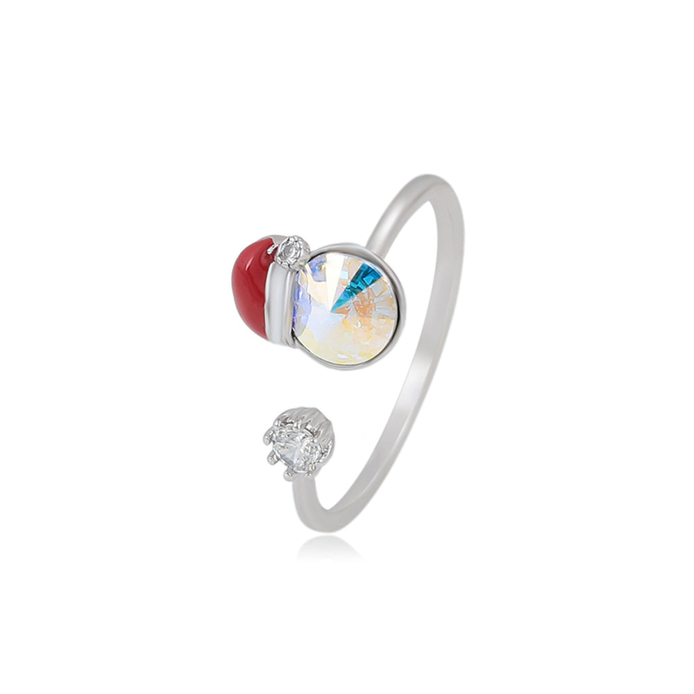Ring aus goldplattierterr Legierung mit rotem Emporia®-Kristall und weißem Emporia® Kristall 1 