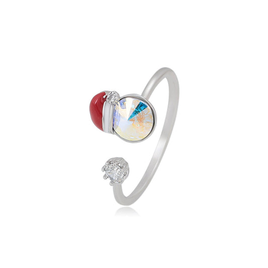 Ring aus goldplattierterr Legierung mit rotem Emporia®-Kristall und weißem Emporia® Kristall