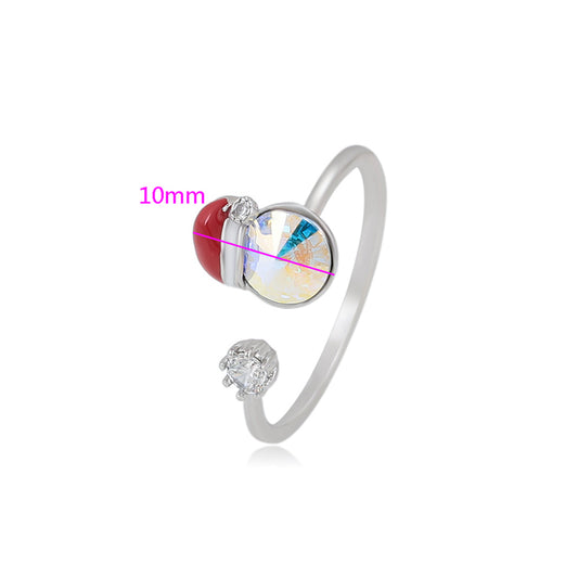 Ring aus goldplattierterr Legierung mit rotem Emporia®-Kristall und weißem Emporia® Kristall