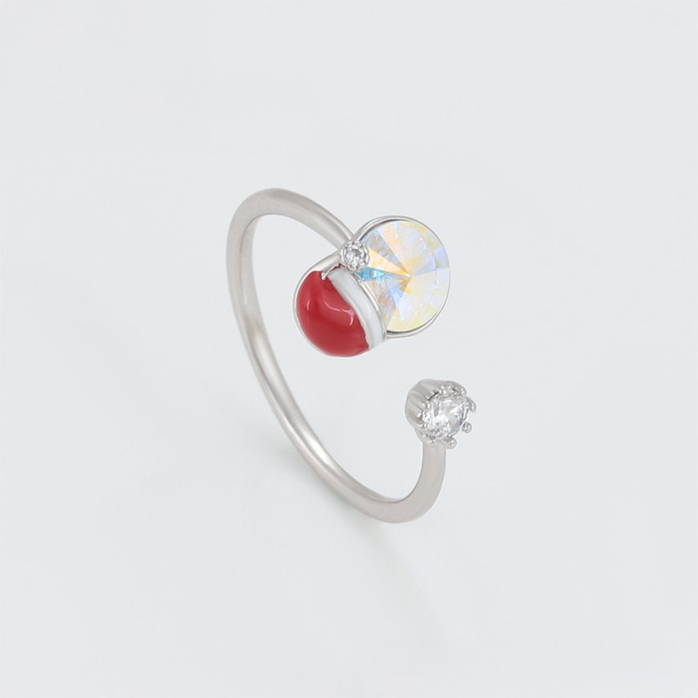 Ring aus goldplattierterr Legierung mit rotem Emporia®-Kristall und weißem Emporia® Kristall 3 