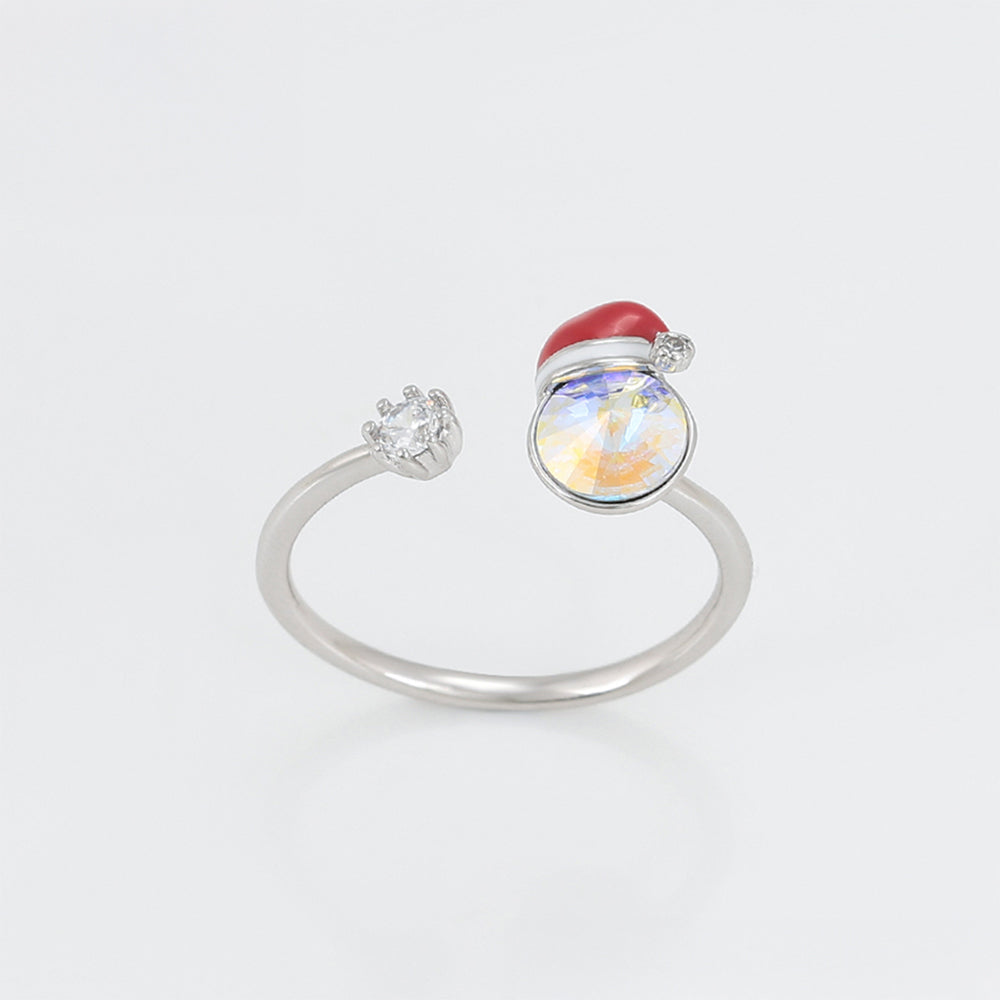 Ring aus goldplattierterr Legierung mit rotem Emporia®-Kristall und weißem Emporia® Kristall 4 