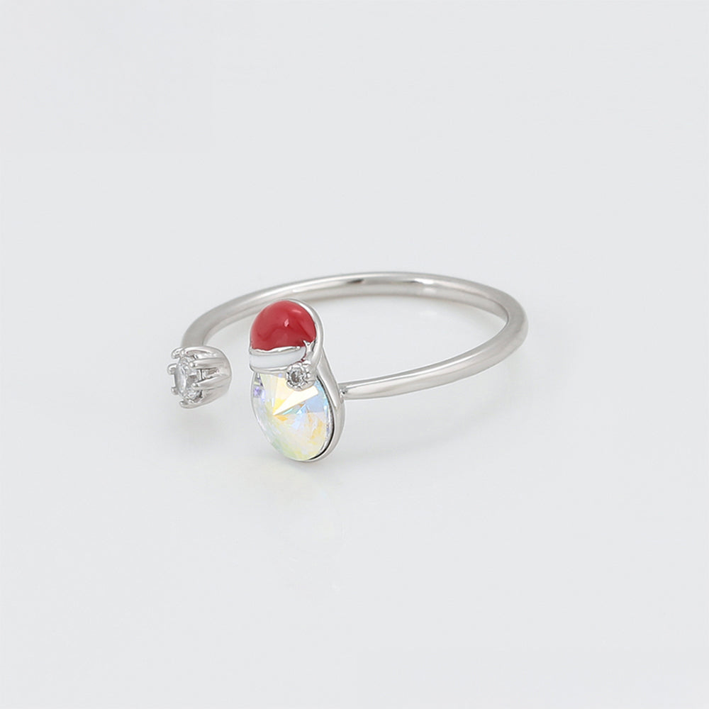 Ring aus goldplattierterr Legierung mit rotem Emporia®-Kristall und weißem Emporia® Kristall 5 