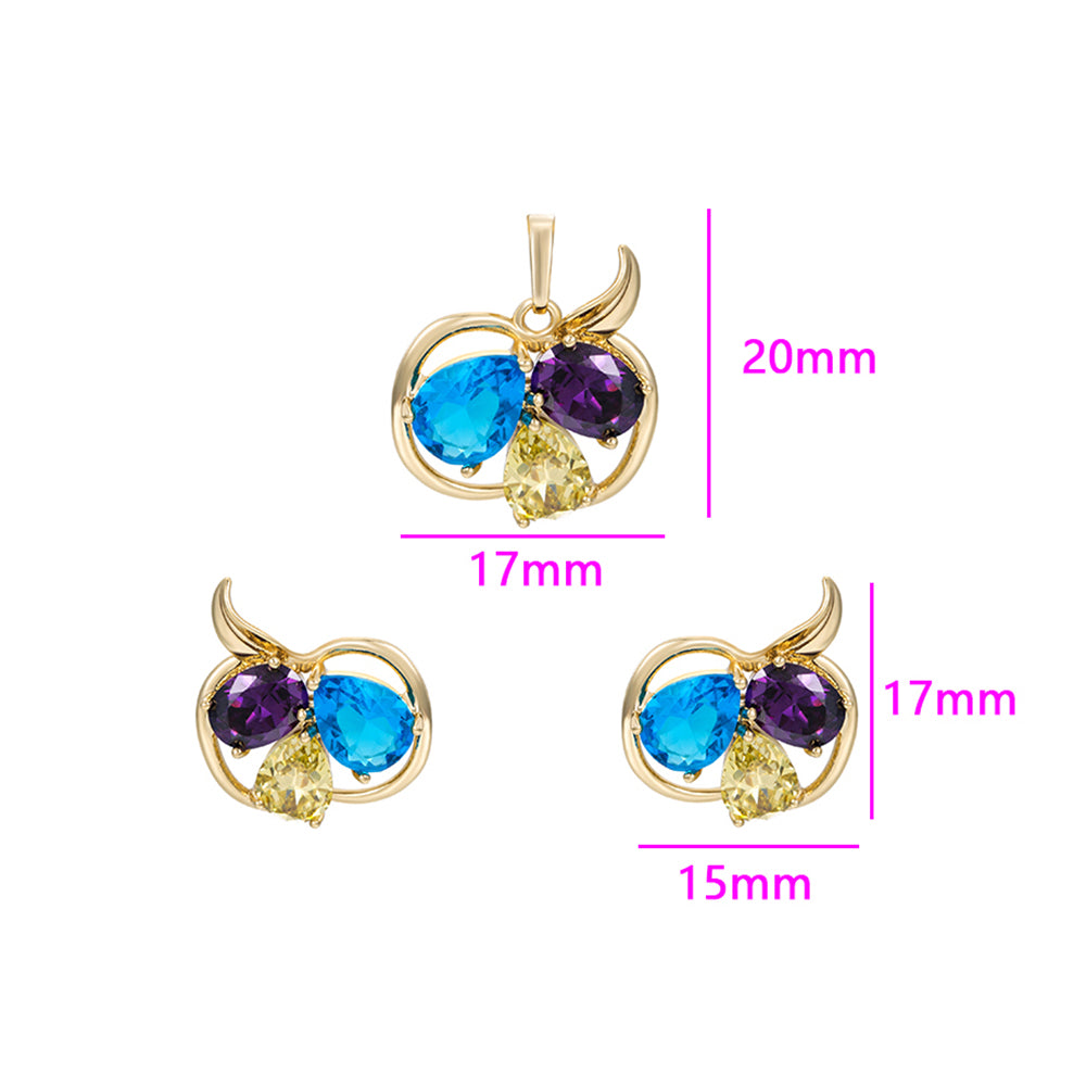 Schmuckgarnitur aus aus goldplattierter Legierung mit blauem Emporia®-Kristall und weißem Emporia® Kristall