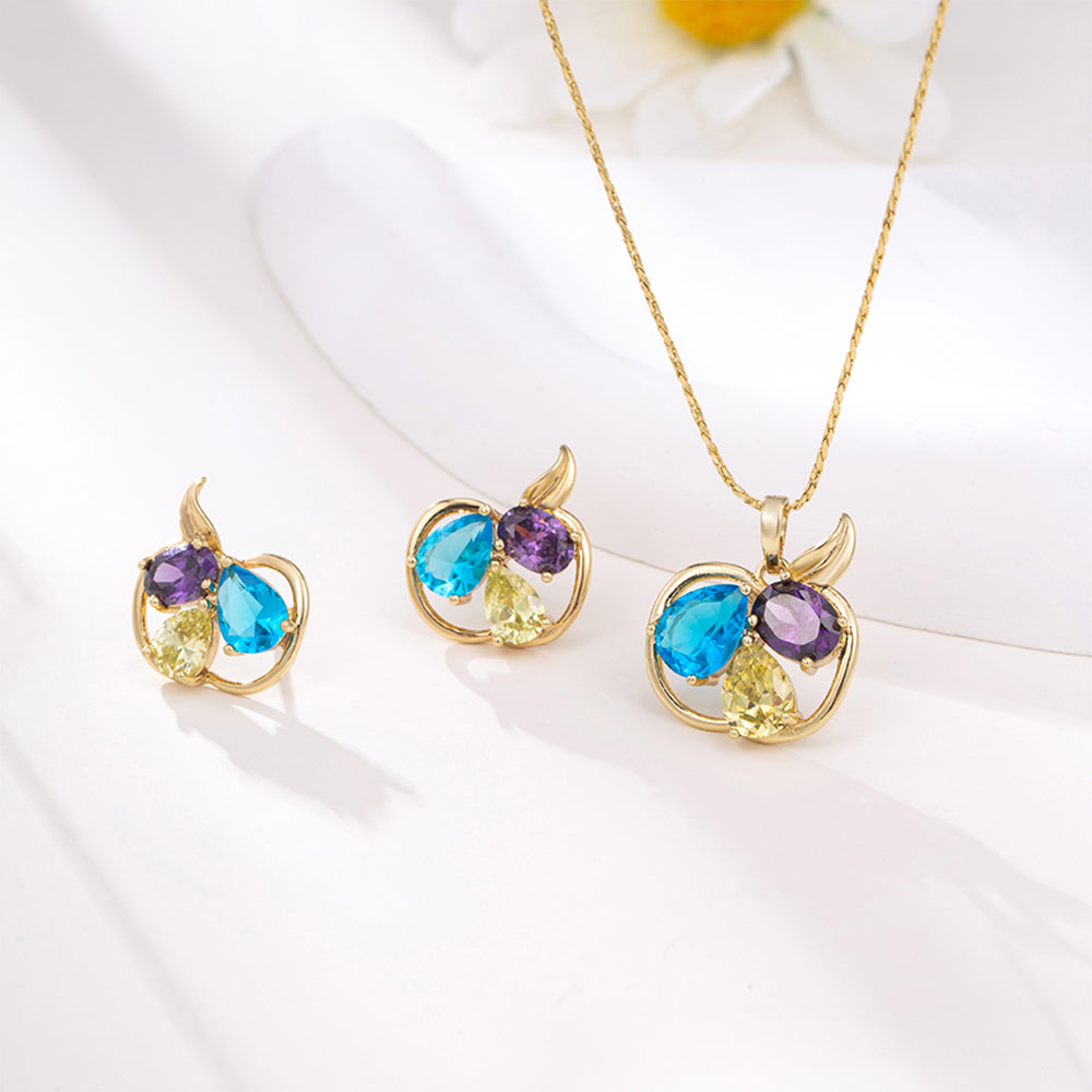 Schmuckgarnitur aus aus goldplattierter Legierung mit blauem Emporia®-Kristall und weißem Emporia® Kristall