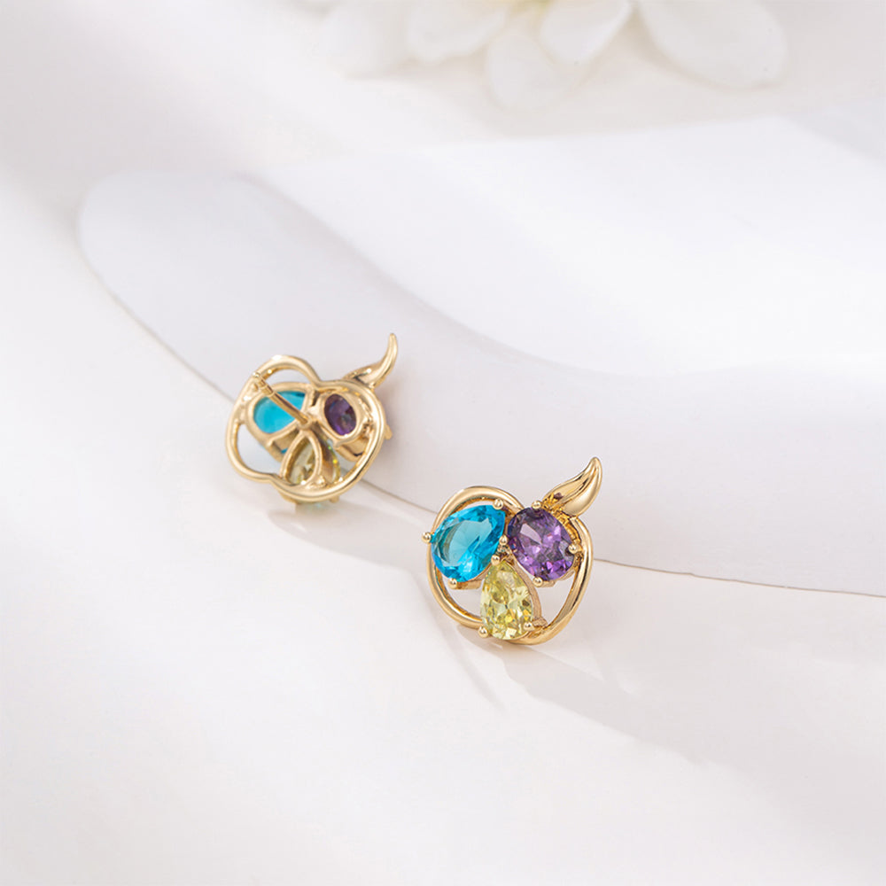 Schmuckgarnitur aus aus goldplattierter Legierung mit blauem Emporia®-Kristall und weißem Emporia® Kristall