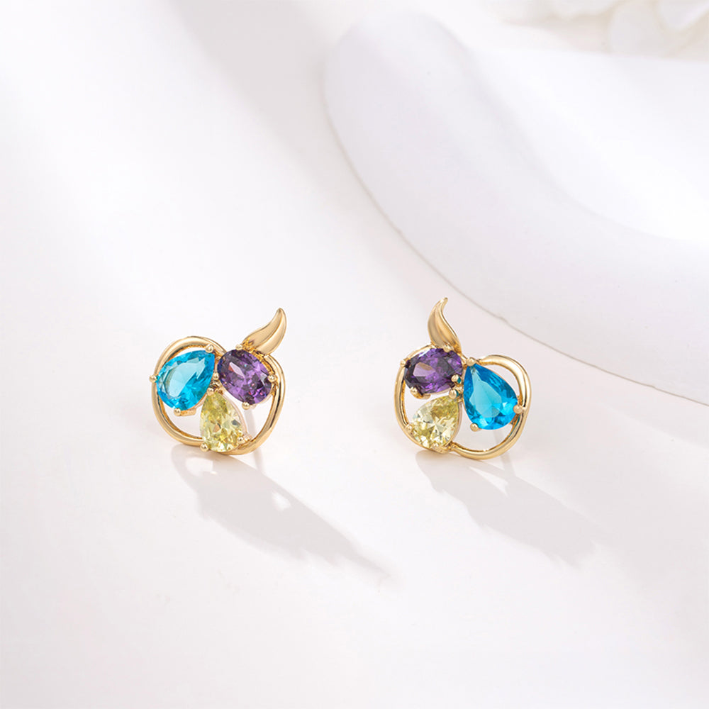 Schmuckgarnitur aus aus goldplattierter Legierung mit blauem Emporia®-Kristall und weißem Emporia® Kristall