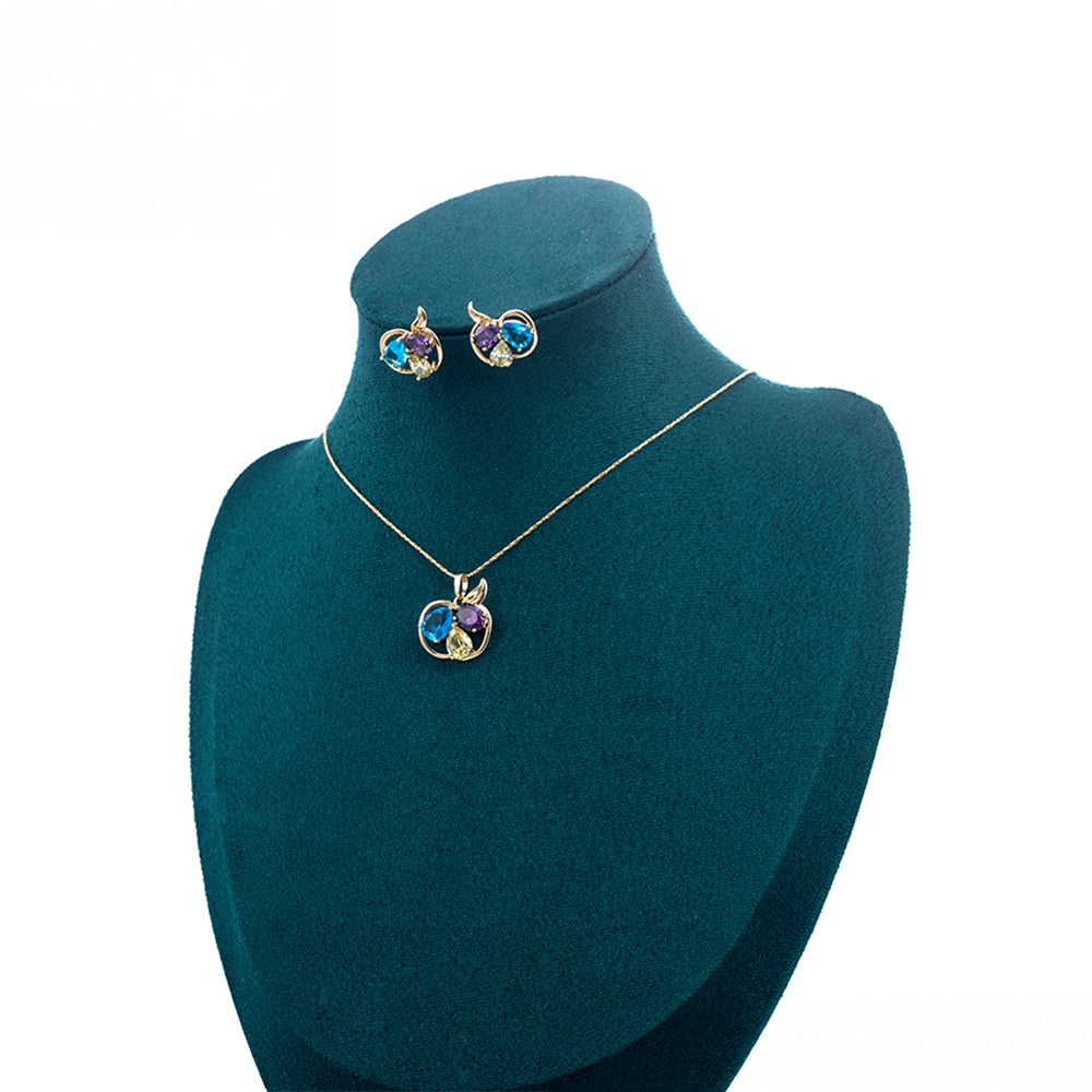 Schmuckgarnitur aus aus goldplattierter Legierung mit blauem Emporia®-Kristall und weißem Emporia® Kristall