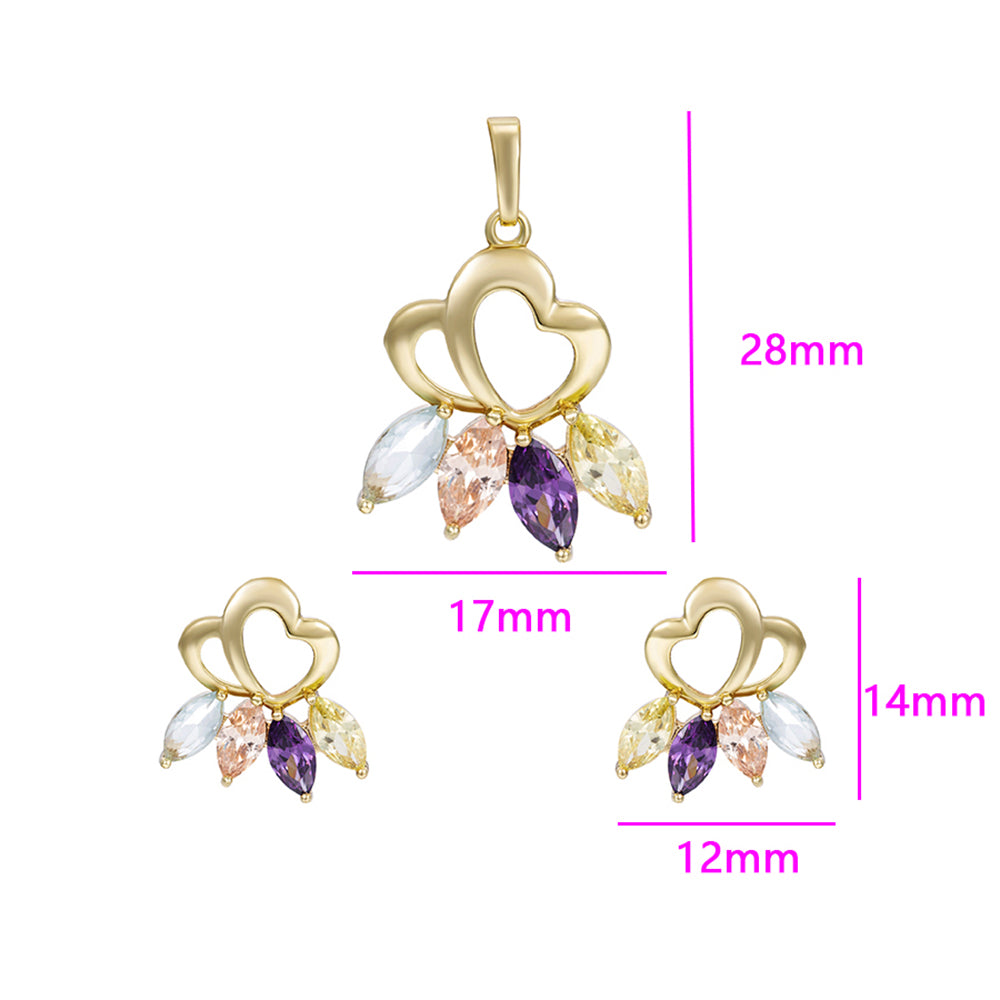 Schmuckgarnitur aus aus goldplattierter Legierung mit purpurfarbenem Emporia® Kristall und weißem Emporia® Kristall