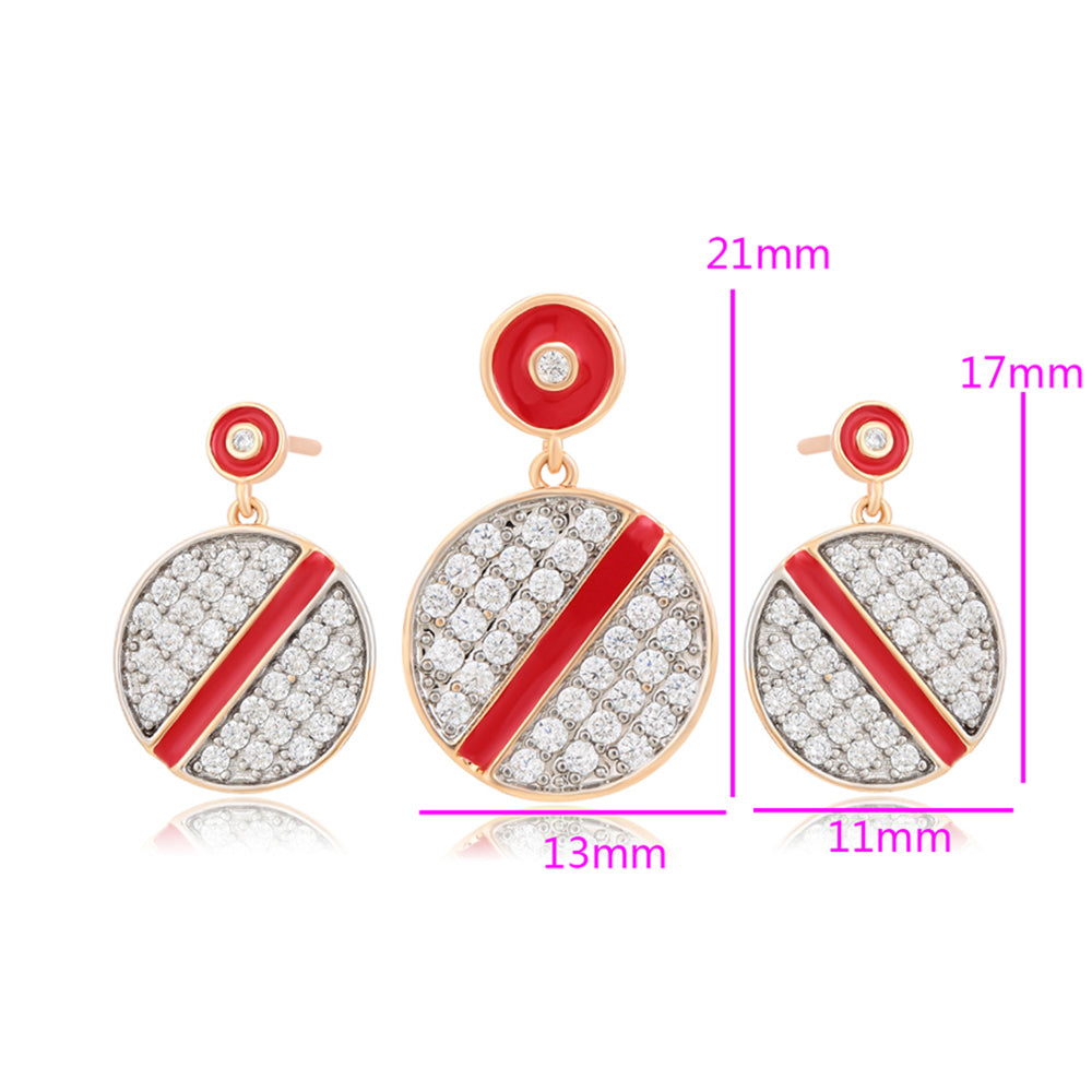 Schmuckgarnitur aus aus goldplattierter Legierung mit rotem Emporia®-Kristall und weißem Emporia® Kristall