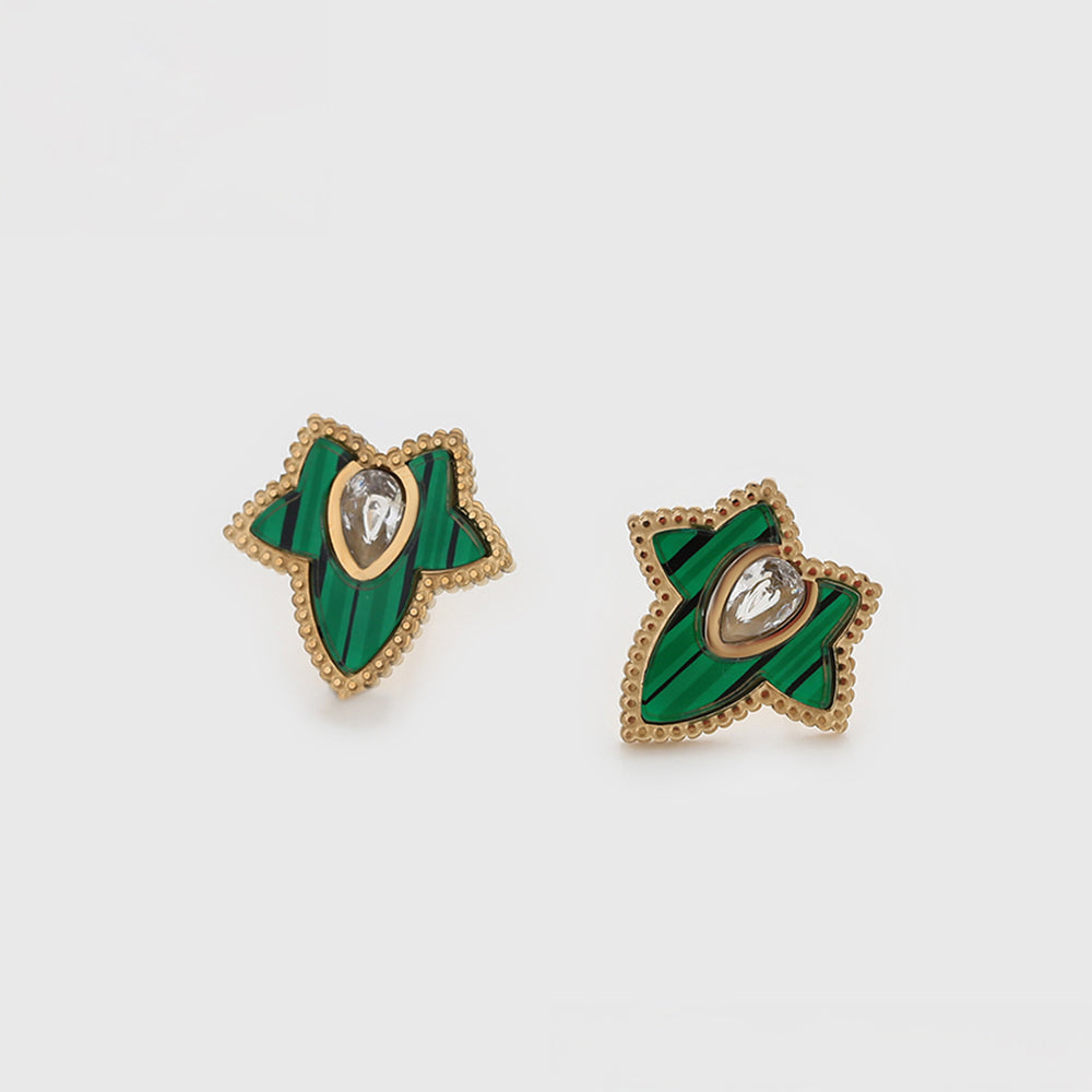 Schmuckgarnitur aus aus goldplattierter Legierung mit grünem Emporia® Kristall und weißem Emporia® Kristall 8 