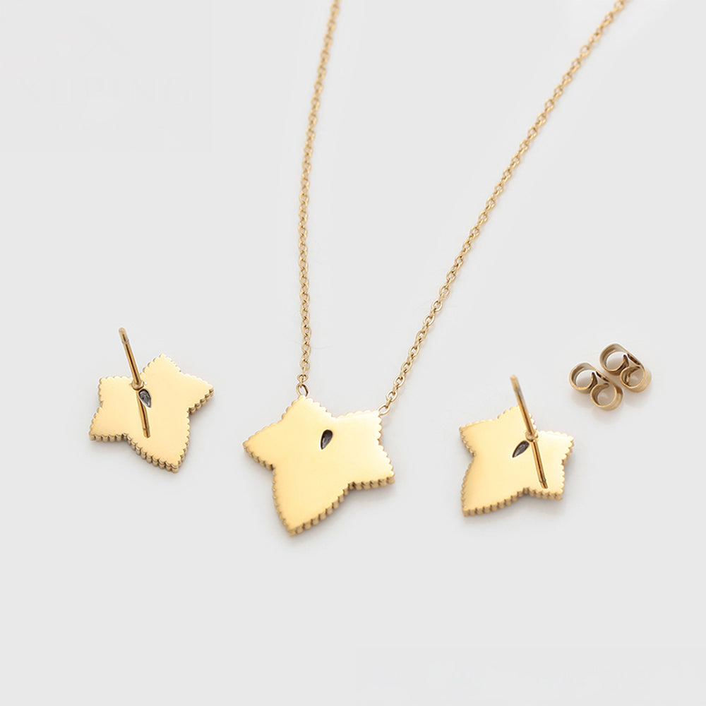 Schmuckgarnitur aus aus goldplattierter Legierung mit grünem Emporia® Kristall und weißem Emporia® Kristall 10 