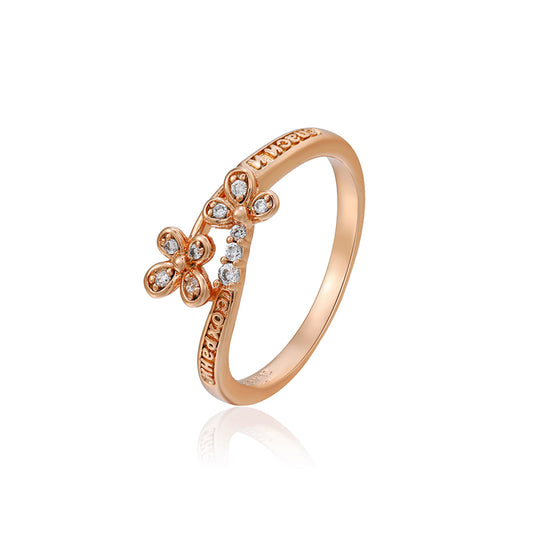 Ring aus goldplattierterr Legierung mit weißem Emporia® Kristall
