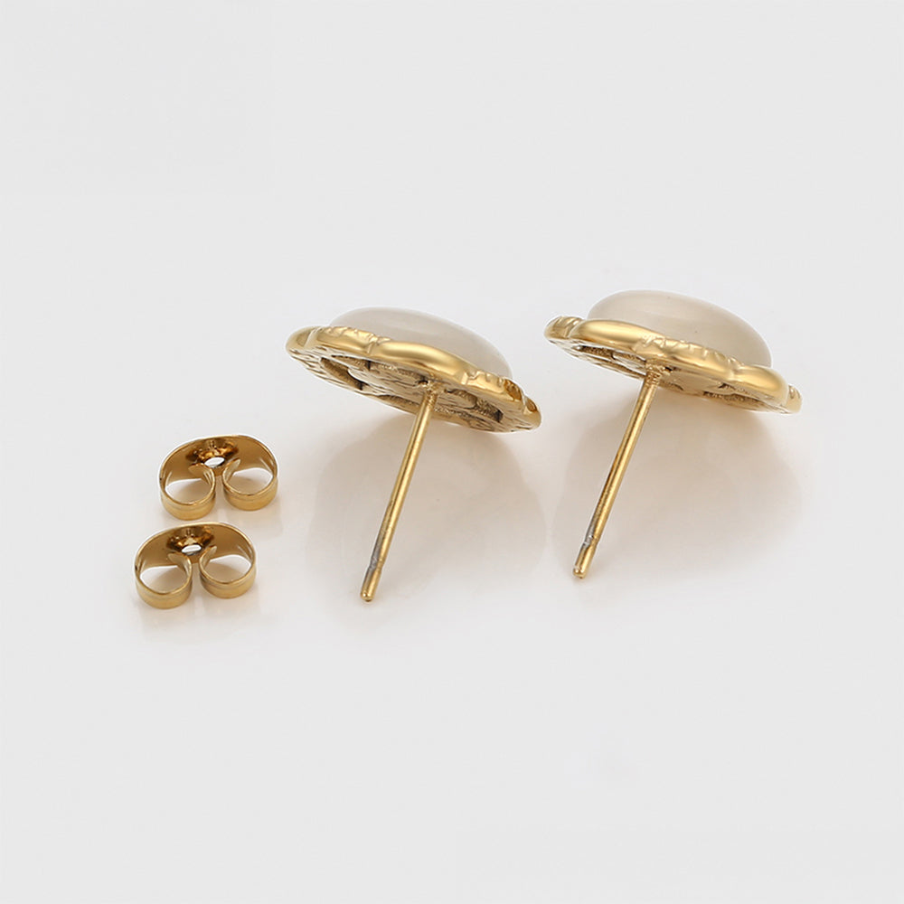 Ohrringe aus goldplattierter Legierung mit weißem Emporia® Kristall 6 